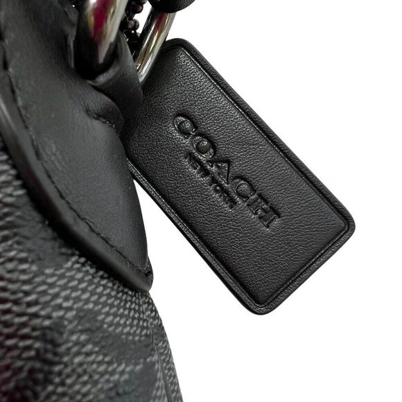 Coach NWOT Houston Crossbody Bag Signature Coated Canvas and Leather Black - Picture 10 of 15